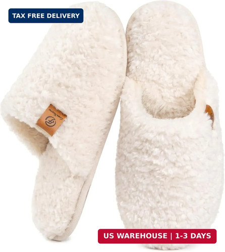 Women fuzzy slippers - fuzzy, warm